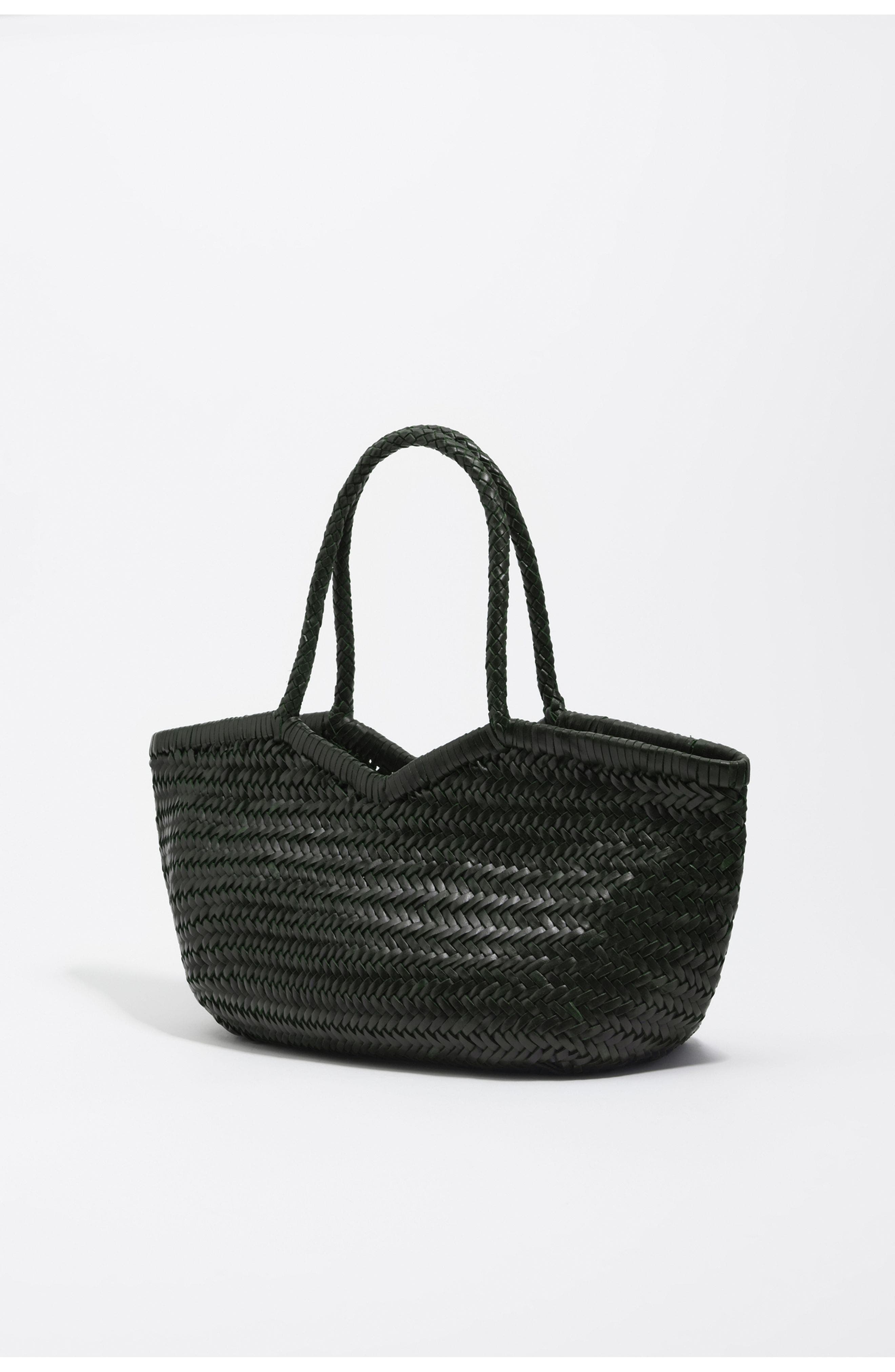 Bimba y Lola Large Braided Leather Shopper Bag, Alternate, color, Dark Green