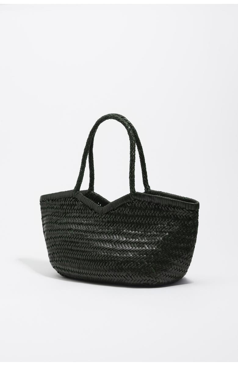 Bimba y Lola Large Braided Leather Shopper Bag, Alternate, color, Dark Green