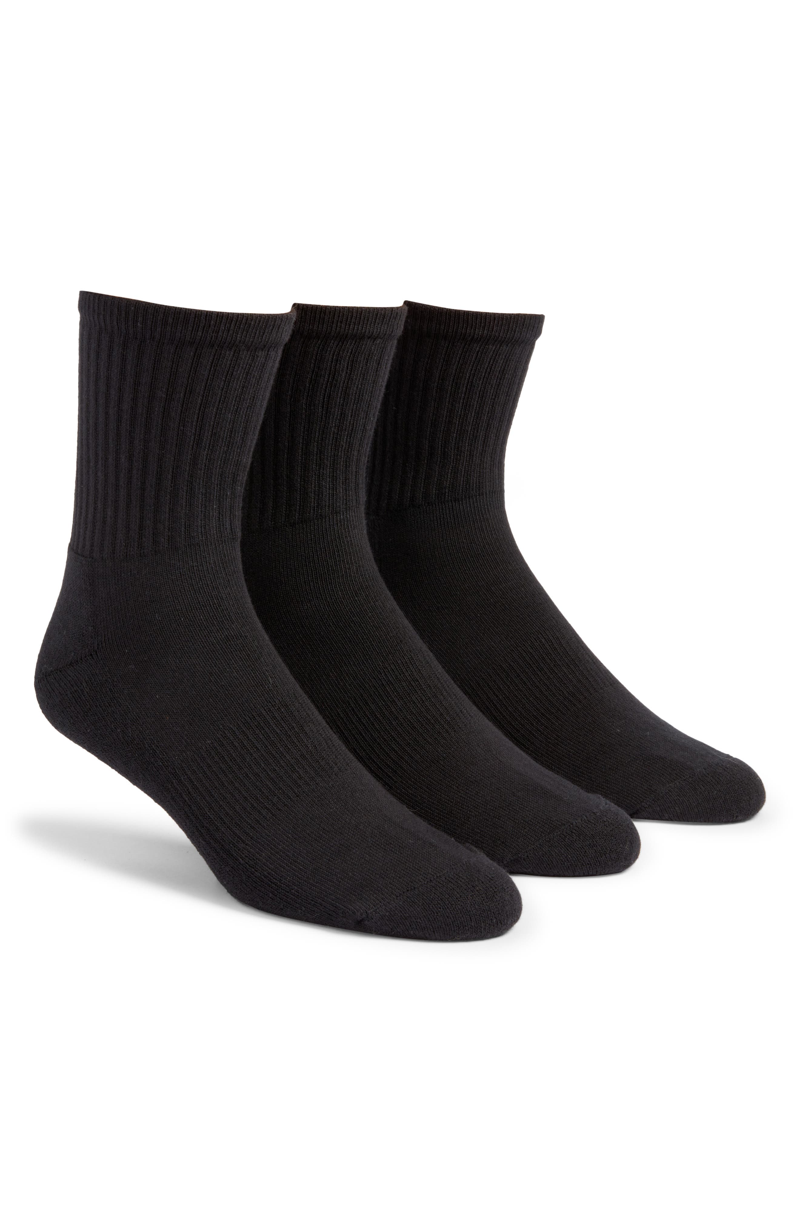 Nordstrom 3-pack Everyday Low Crew Socks In Black