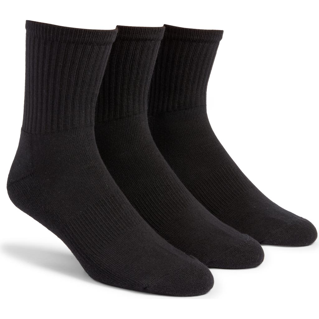 Nordstrom 3-pack Everyday Low Crew Socks In Black