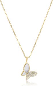 The Lovery Fine Jewelry Mother of Pearl CZ Butterfly Necklace