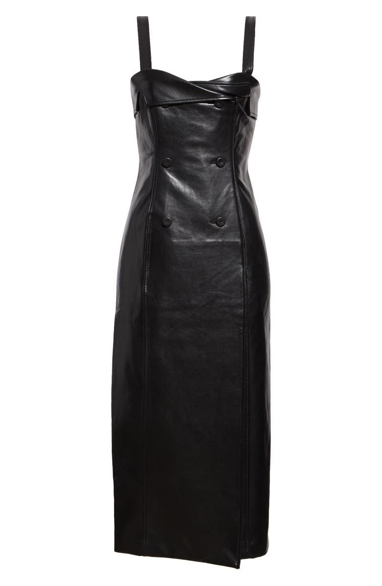 Cinq à Sept Tessa Faux Leather Midi Dress, Alternate, color, Black