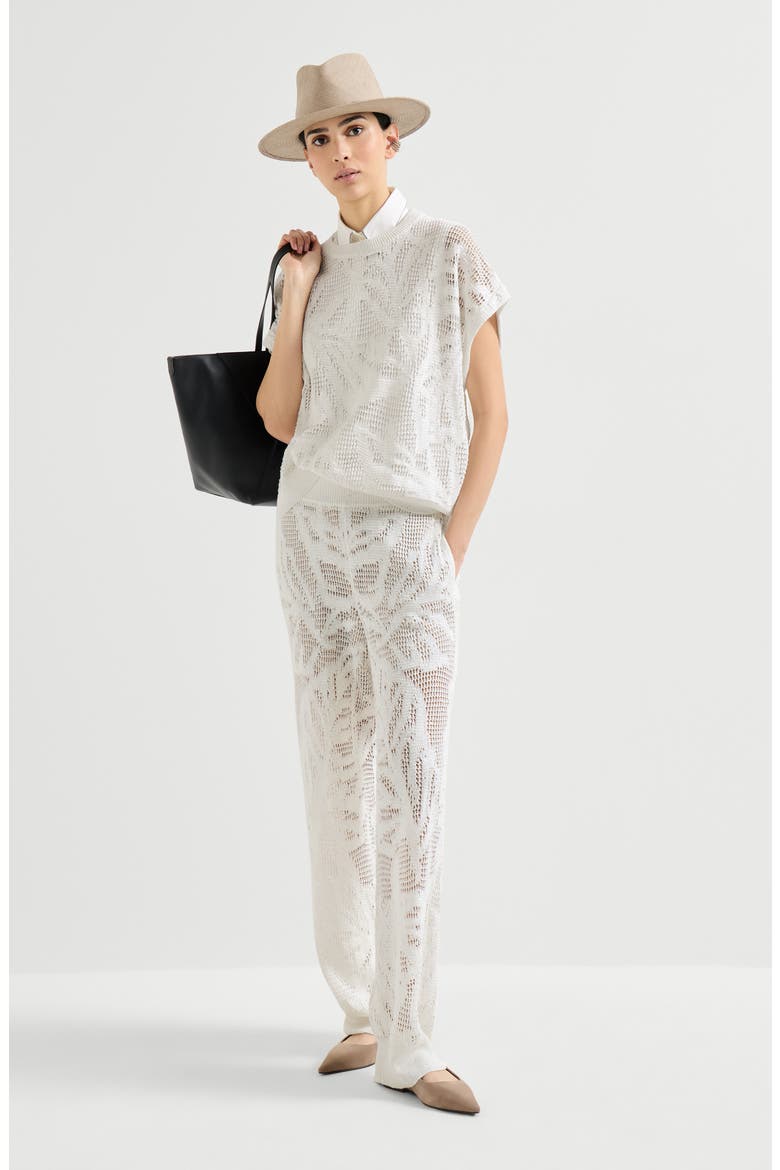Dazzling water lilies trousers, Alternate, color, White
