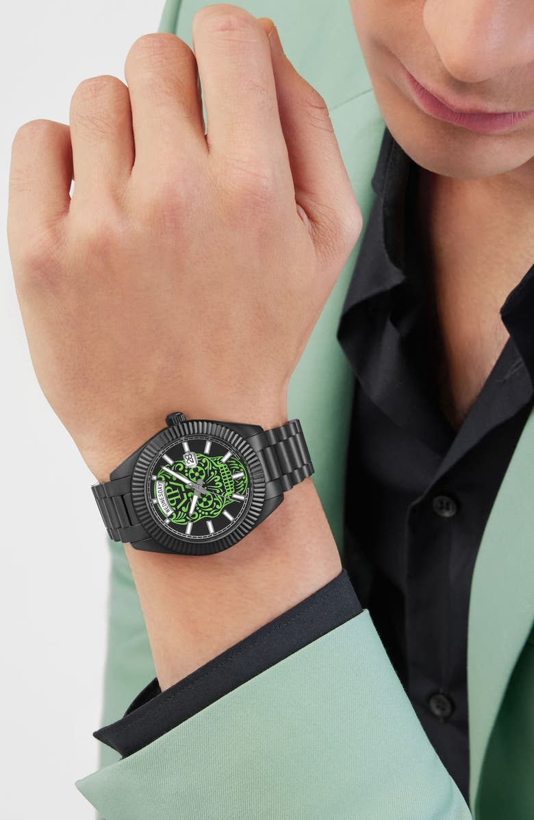 PHILIPP PLEIN Date Superlative Bracelet Watch, 42mm, Alternate, color, Ip Black