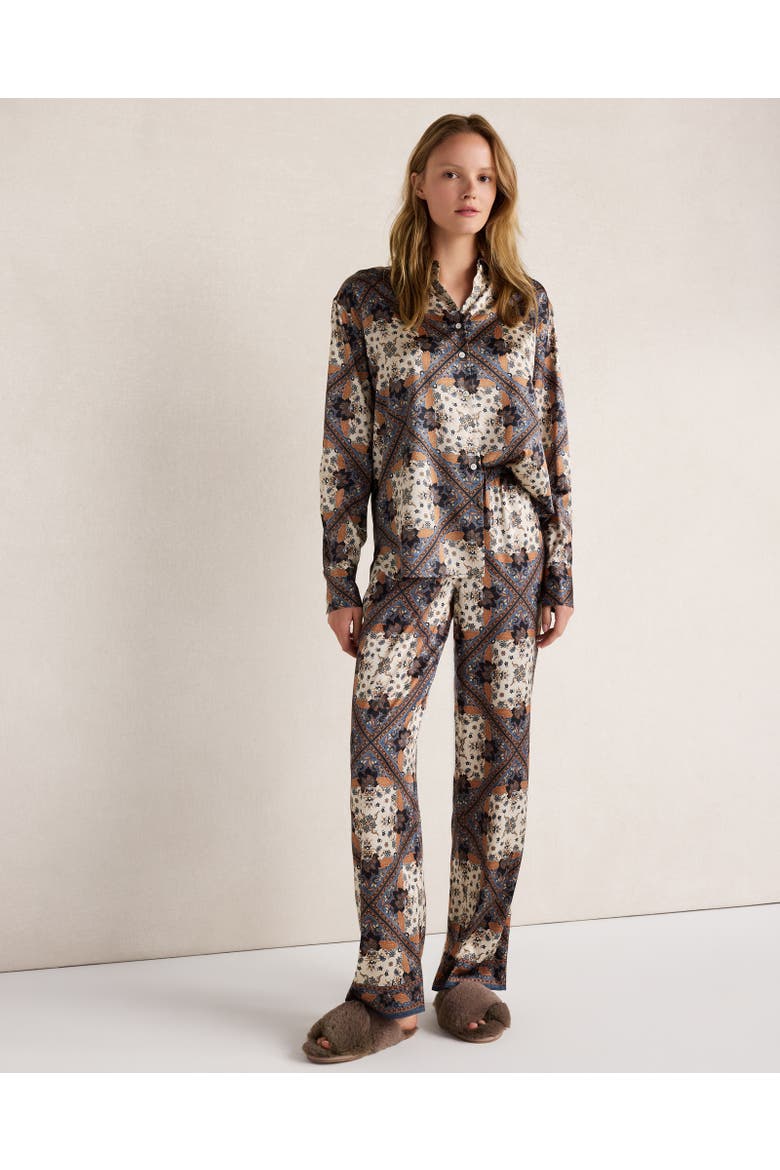 Washable Silk Printed Pajama Pants, Main, color, North Sea Multi