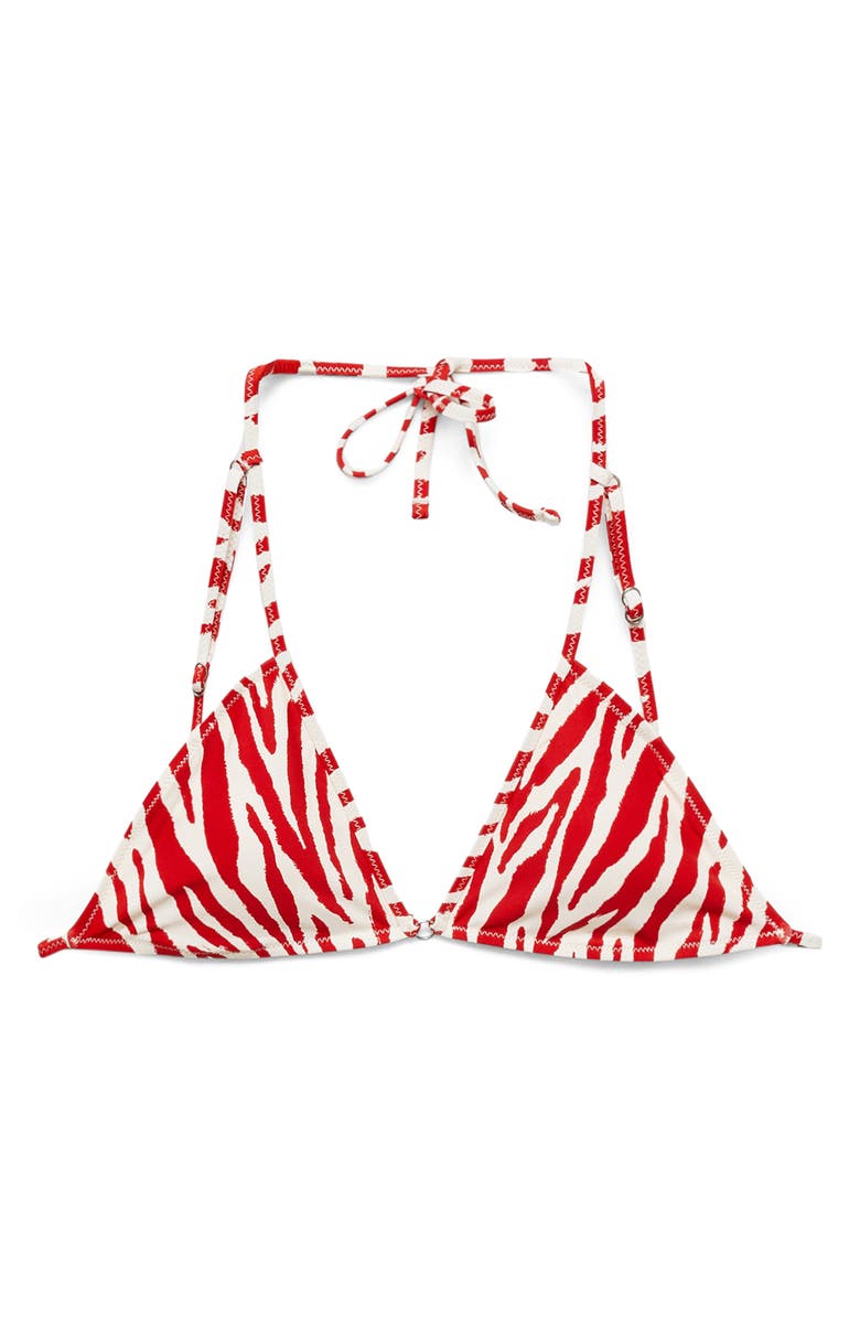 MANGO Zebra Triangle Bikini Top, Alternate, color, 