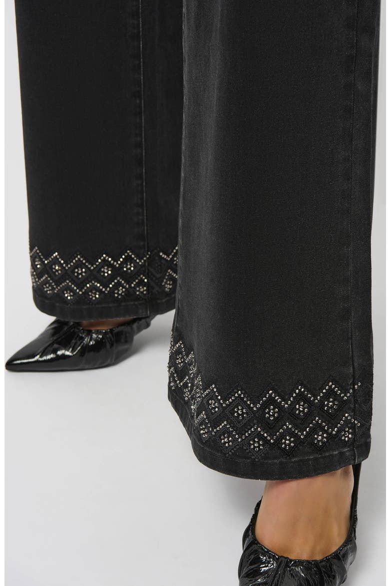 Studded Hem High Waist Wide Leg Jeans, Alternate, color, CHARCOAL GREY