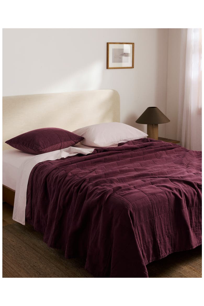Linen Box Quilted Sham Set, Alternate, color, GARNET