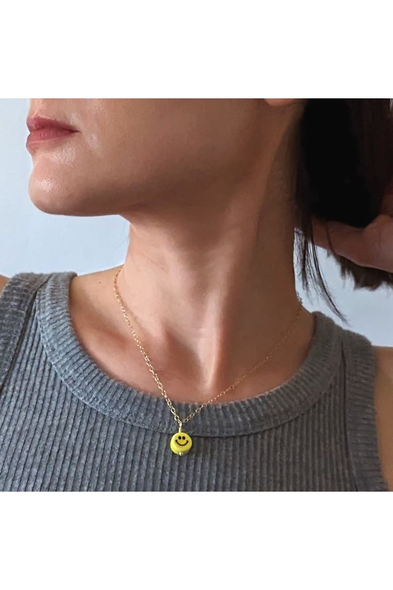 Charm Necklace, Alternate, color, Yellow smiley face