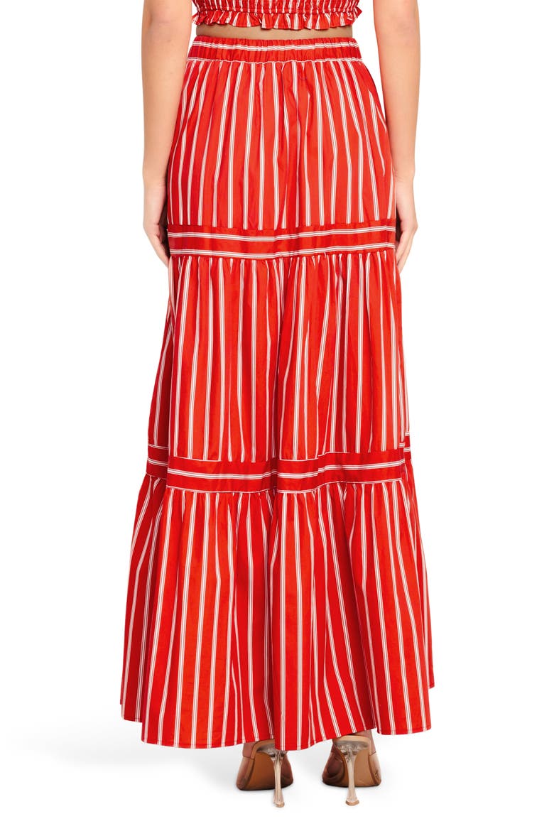 Stripe Tiered Cotton Maxi Skirt, Alternate, color, RED/ WHITE