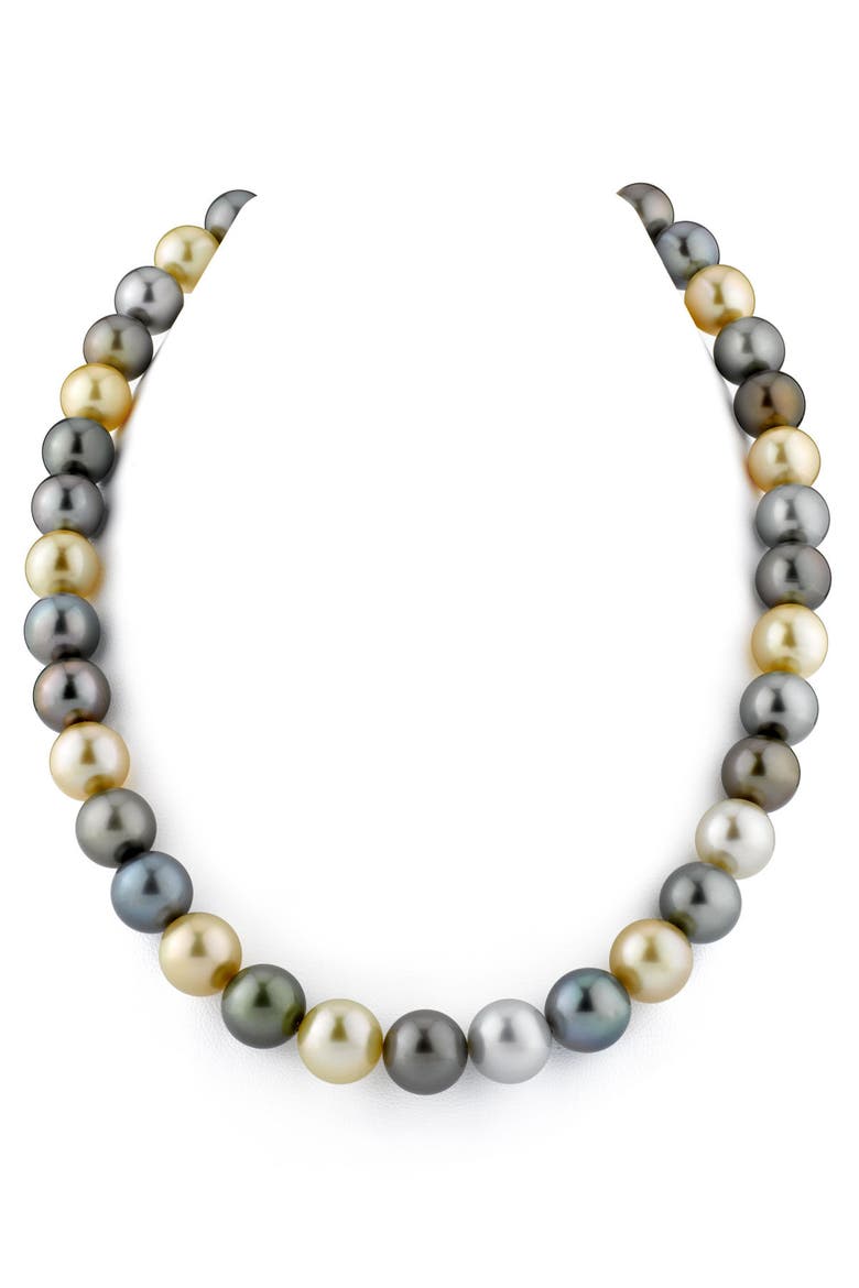 11-13mm Tahitian & Golden South Sea Pearl Necklace, Main, color, Yellow Gold Clasp