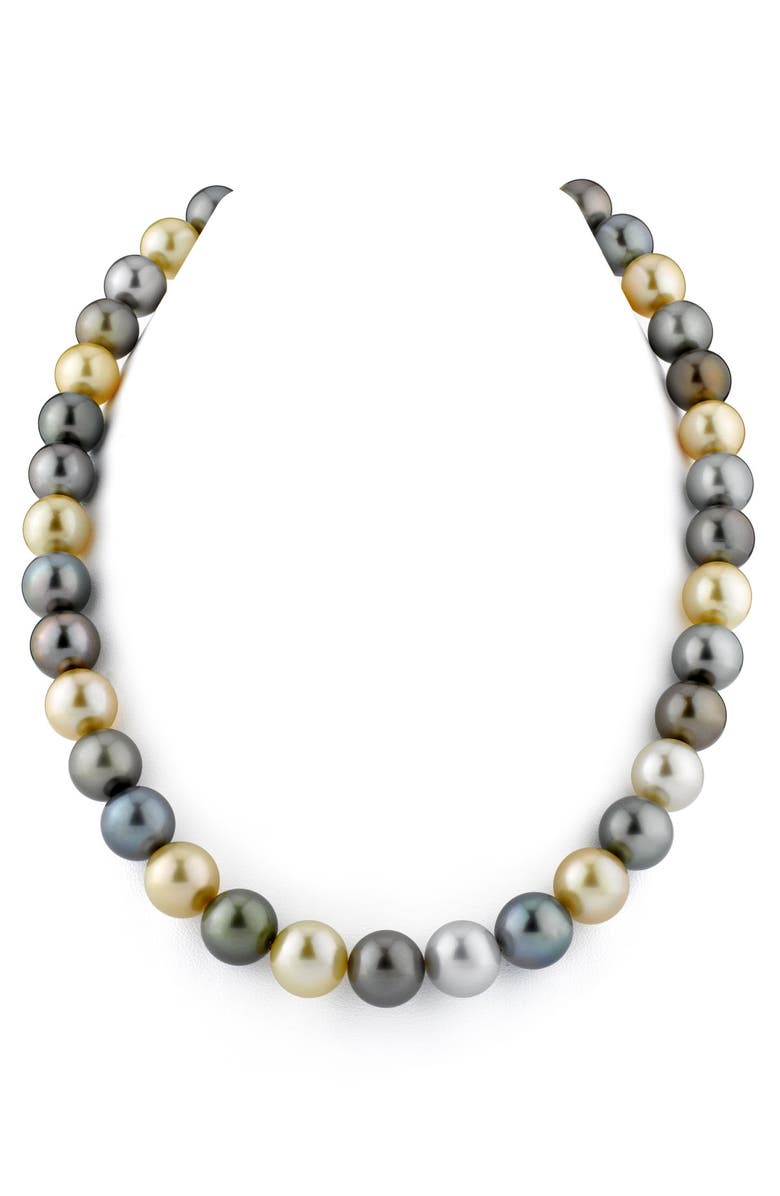 The Pearl Source 11-13mm Tahitian & Golden South Sea Pearl Necklace, Main, color, White Gold Clasp