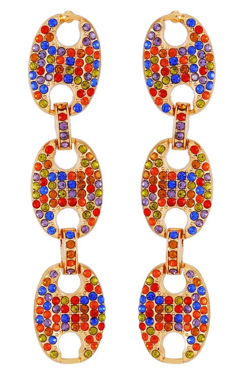 Crystal Mariner Link Linear Drop Earrings