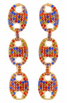 GUESS Crystal Mariner Link Linear Drop Earrings