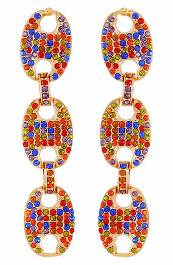 Crystal Mariner Link Linear Drop Earrings