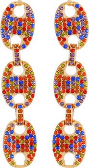 GUESS Crystal Mariner Link Linear Drop Earrings