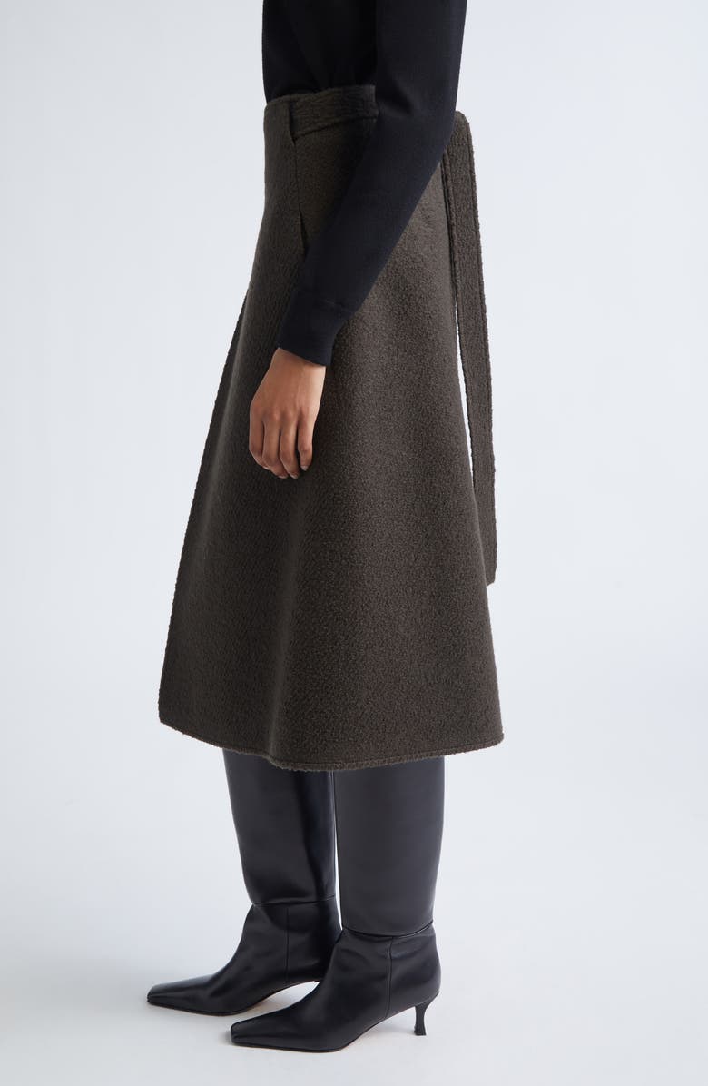 Proenza Schouler Bodhi Bouclé Twill Wrap Skirt, Alternate, color, Wood