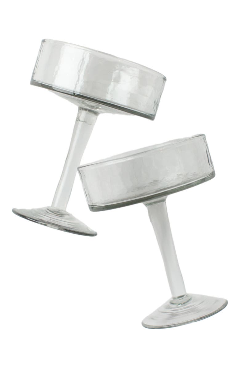 Creative Women Handblown Hammered Coupe Cocktail Glasses - Set of 4, Alternate, color, Clear