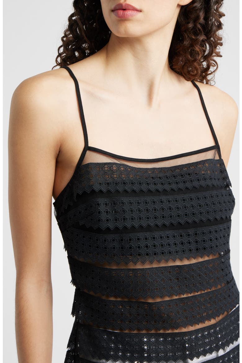 The Lattice Crochet Camisole, Alternate, color, BLACK