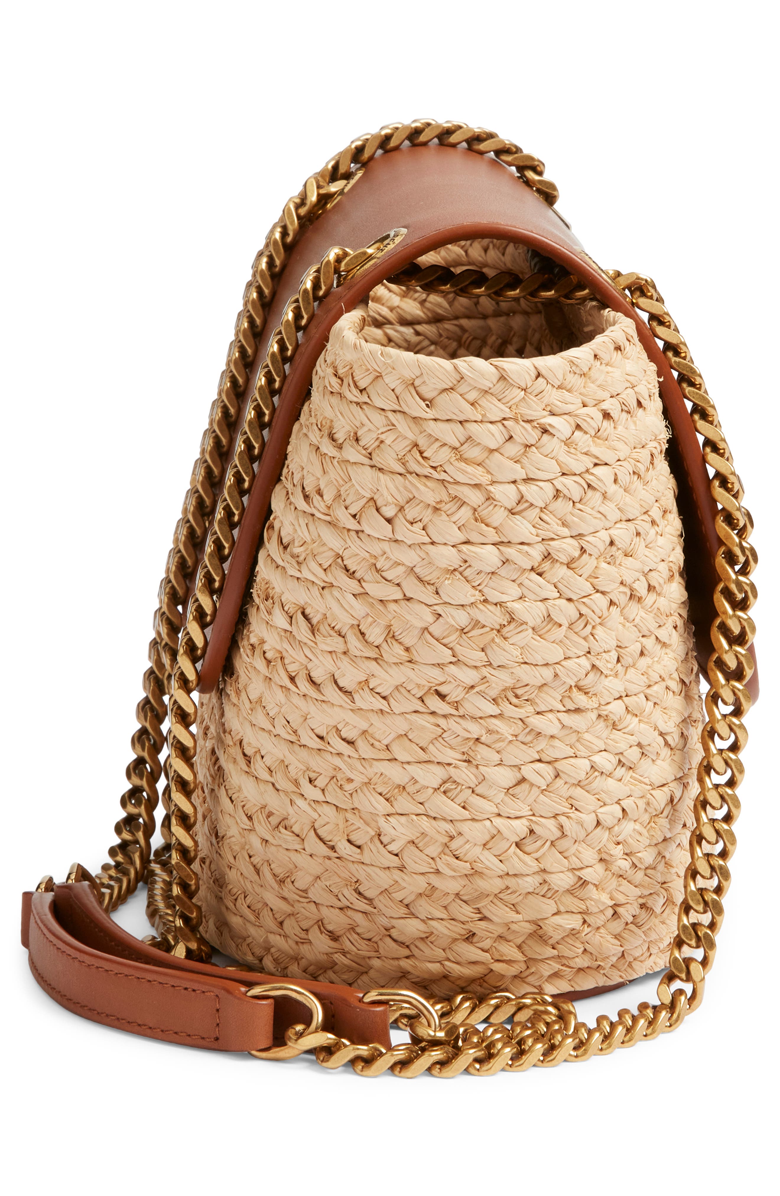 Saint Laurent Mini Panier Corssbody Bag, Alternate, color, Naturel/ Brick