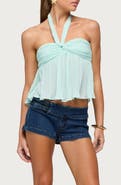 EDIKTED Pleated Chiffon Babydoll Halter Tank