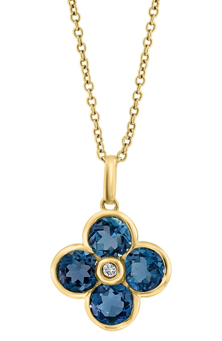 EFFY 14K Yellow Gold Semiprecious Stone & Diamond Flower Pendant Necklace - 0.02ct., Alternate, color,