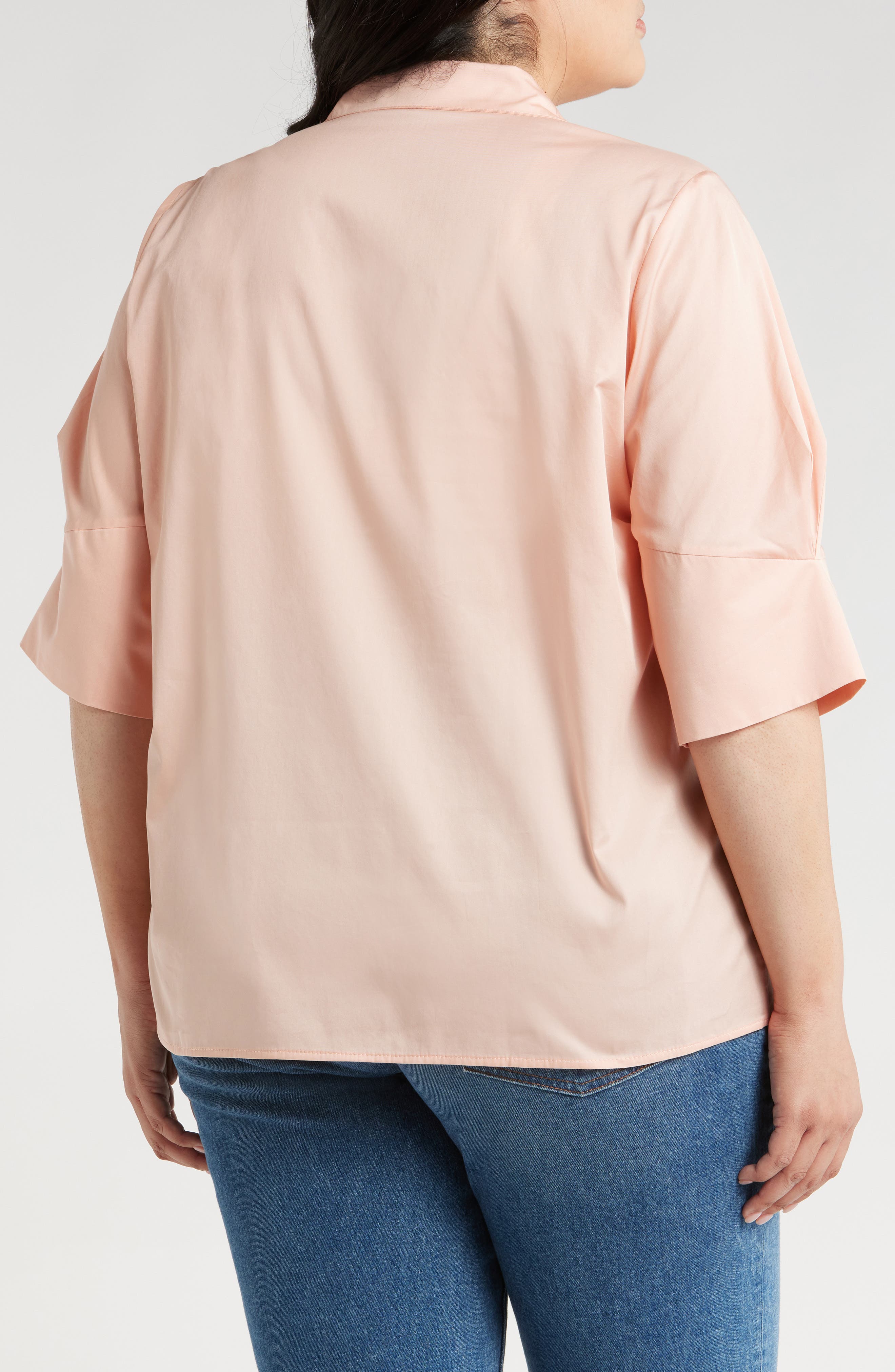 Bernadina Elbow Sleeve Cotton Button-Up Shirt - image 2