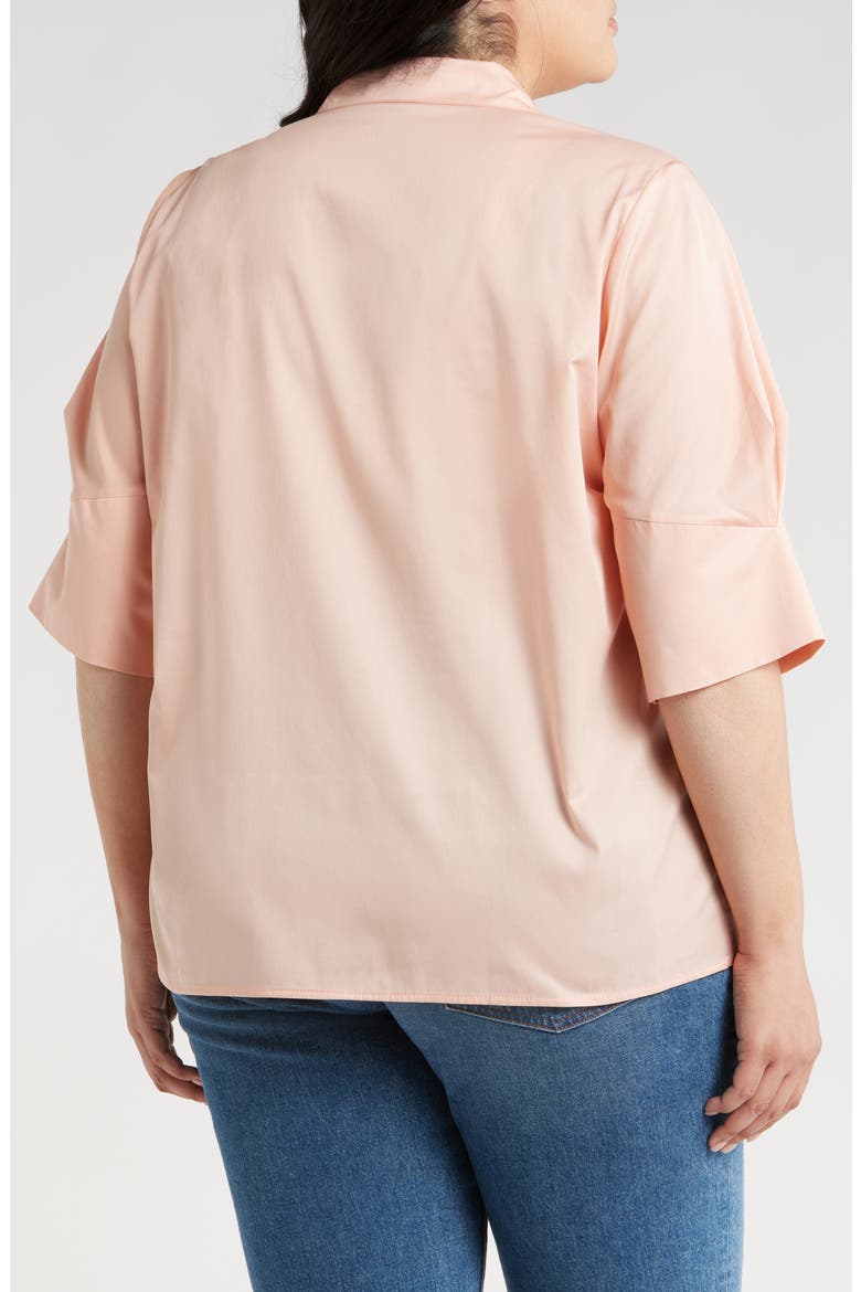 Bernadina Elbow Sleeve Cotton Button-Up Shirt, Alternate, color, ROSE CLOUD