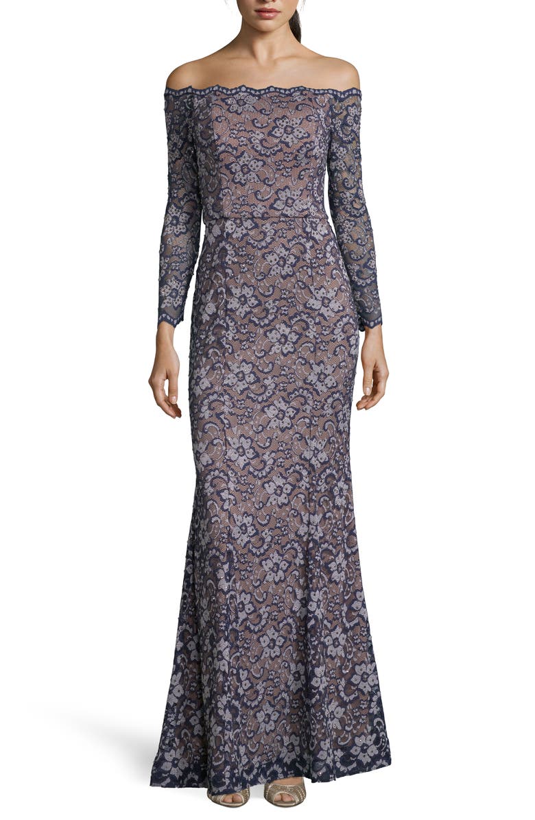 Xscape Evenings Xscape Off the Shoulder Lace Evening Dress, Main, color,