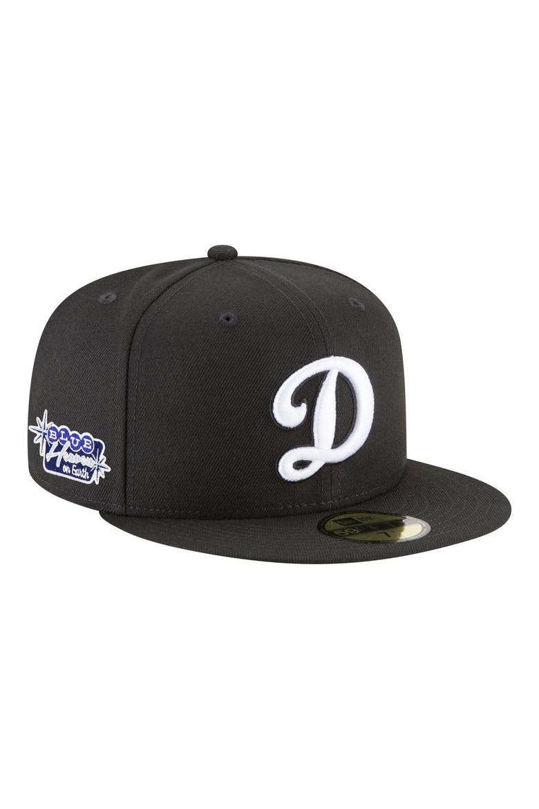 Men's New Era  Black Los Angeles Dodgers Blue Heaven On Earth Marquee Patch 59FIFTY Fitted Hat, Main, color, Black