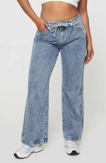Princess Polly Pemberton Tie Waist Mid Rise Wide Leg Jeans