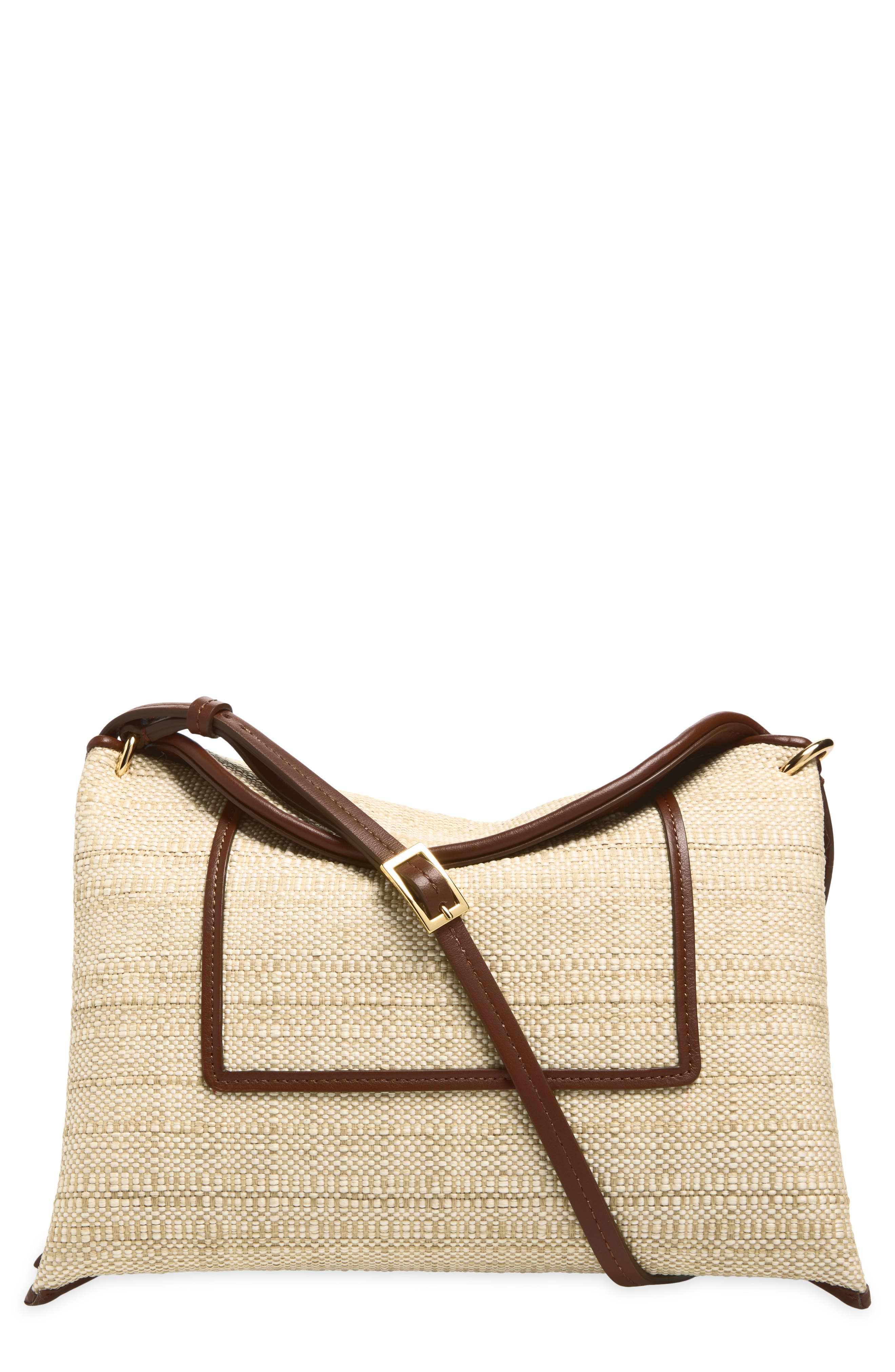 Wandler Penelope Slouch Raffia Shoulder Bag, Main, color, Beige Raffia