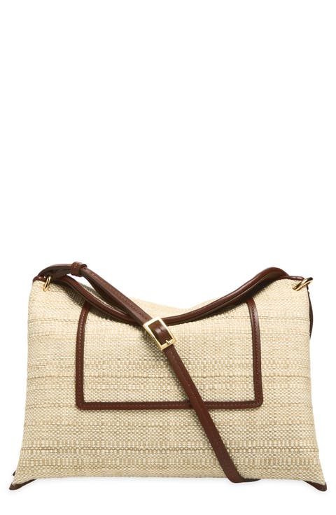 Penelope Slouch Raffia Shoulder Bag