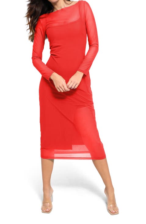 Shapewear Slimming Midi Work Dress and Sheer Mesh Overlay Set