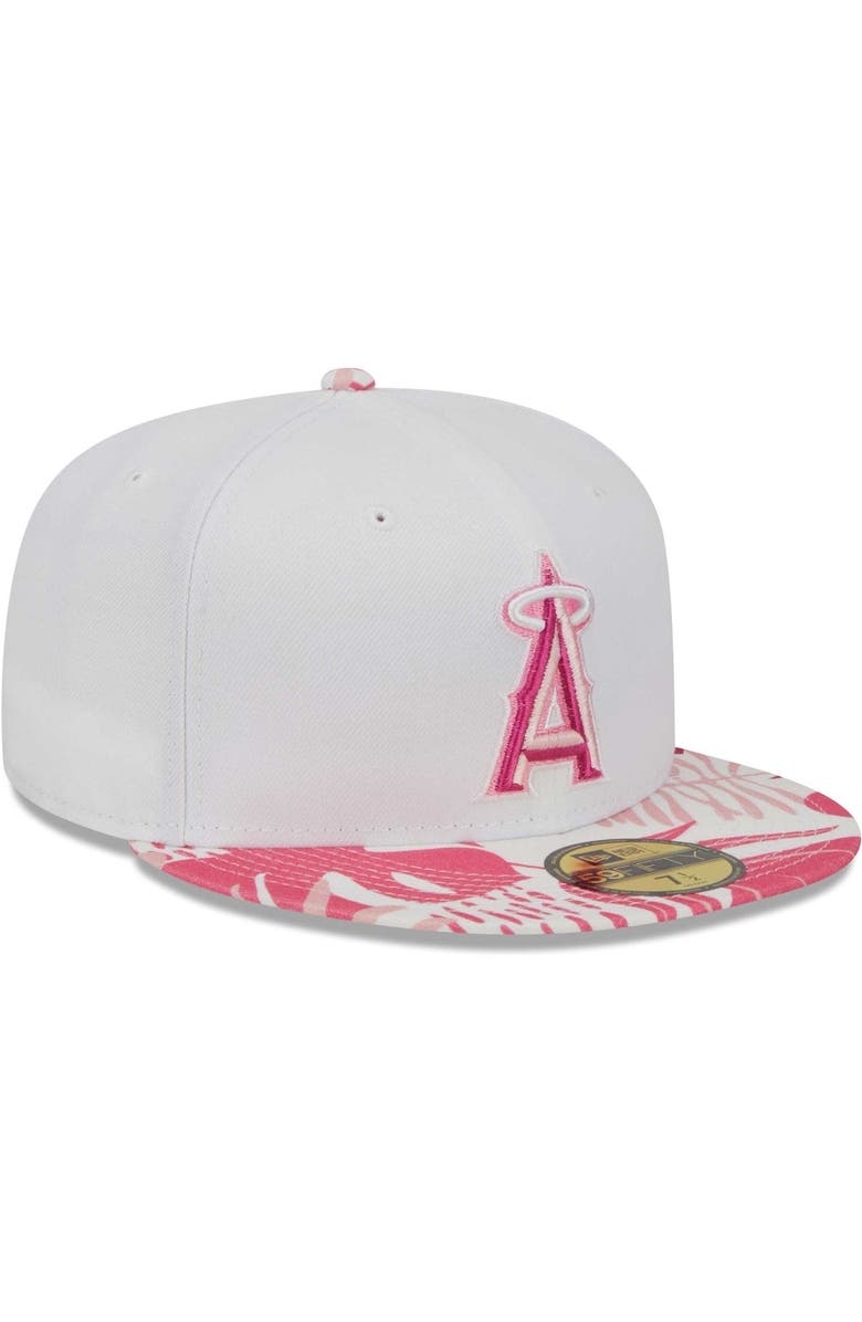 New Era Men's New Era White/Pink Los Angeles Angels Flamingo 59FIFTY Fitted Hat, Alternate, color,