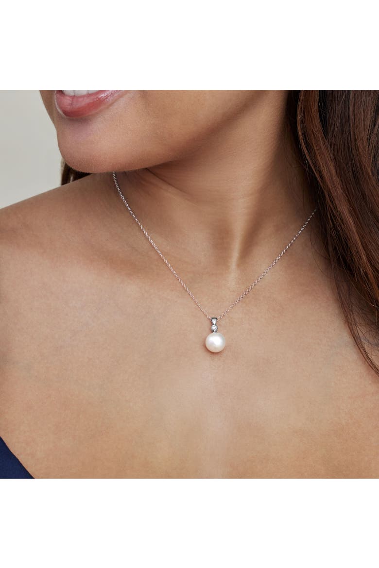 Freshwater Pearl & Diamond Michelle Pendant, Alternate, color, White Gold
