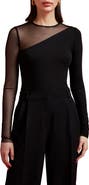 Marcella Milo Long Sleeve Mesh & Jersey Top