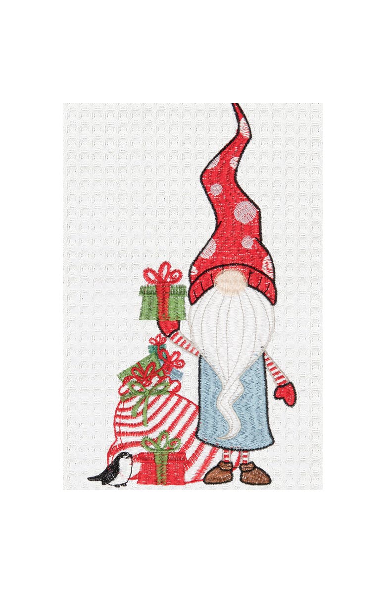 C&F Home 27" x 18" Christmas Holiday Gnome with Presents Gifts Embroidered & Waffle Weave Cotton Kitchen Dish Towel, Alternate, color, White