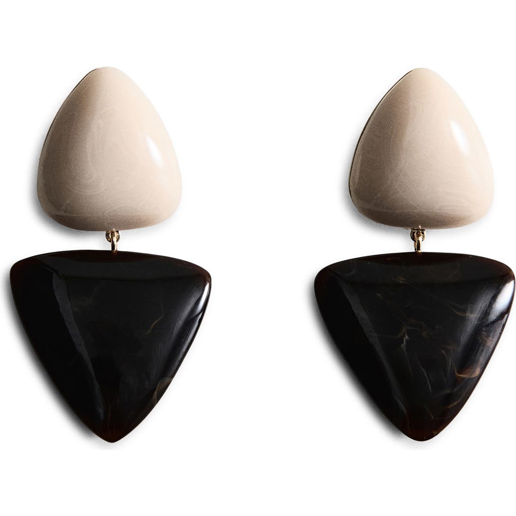 Mango Two Tone Drop Earrings In Black