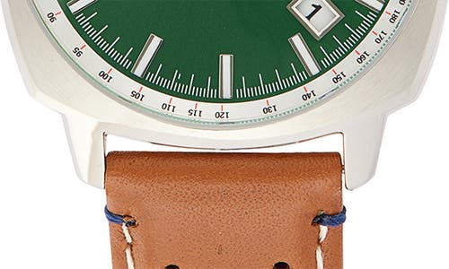 Fossil Machine Leather Strap Watch In Silver