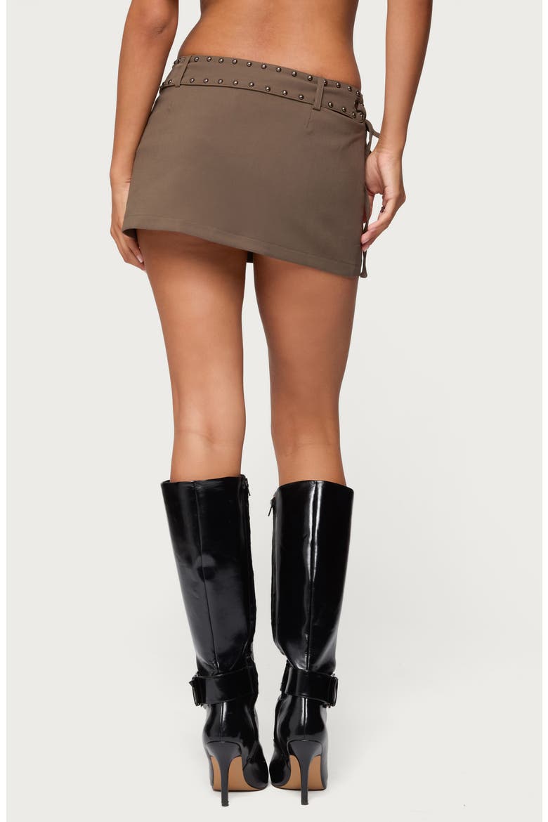 Studded Tie Belt Miniskort, Alternate, color, OLIVE