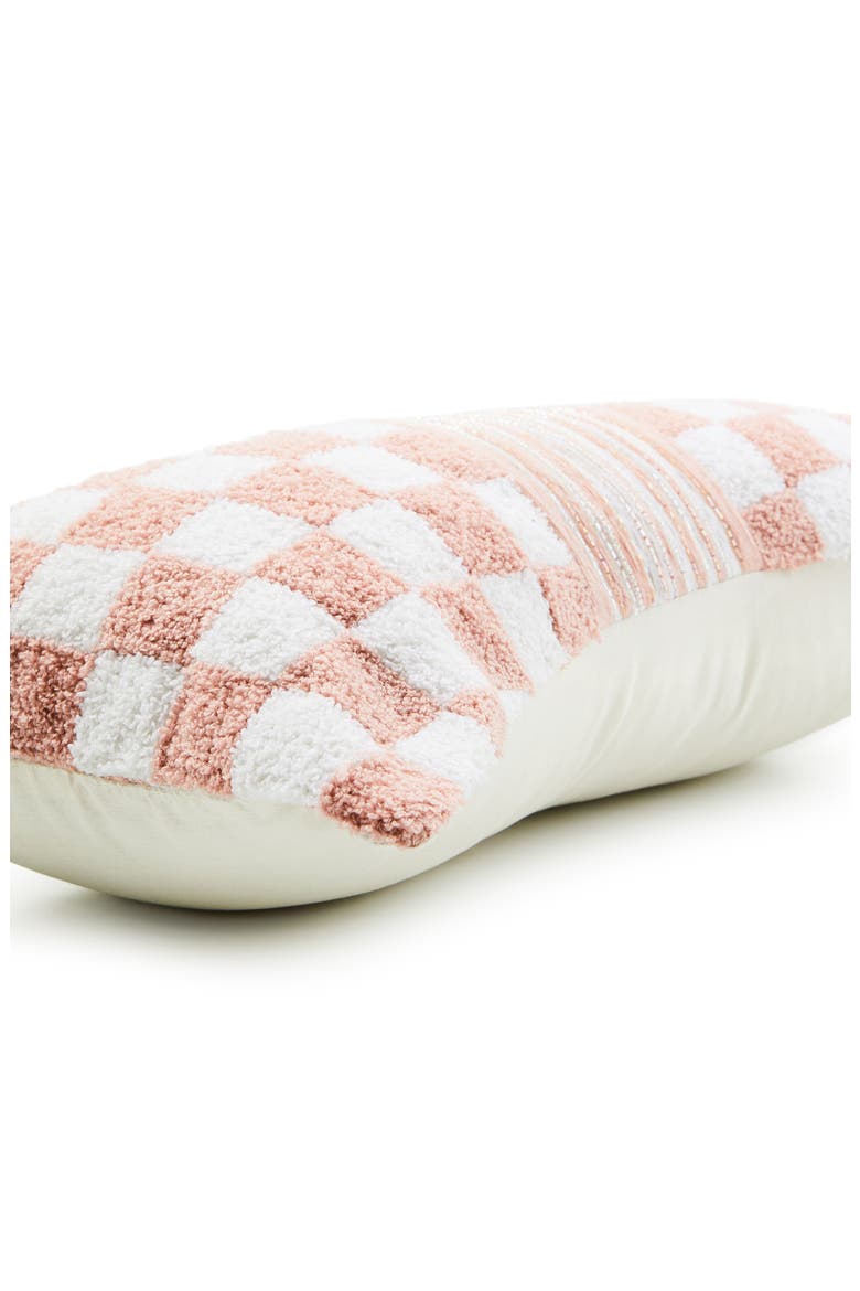 Pink Check Chenille Bow Throw Pillow, Alternate, color, PINK