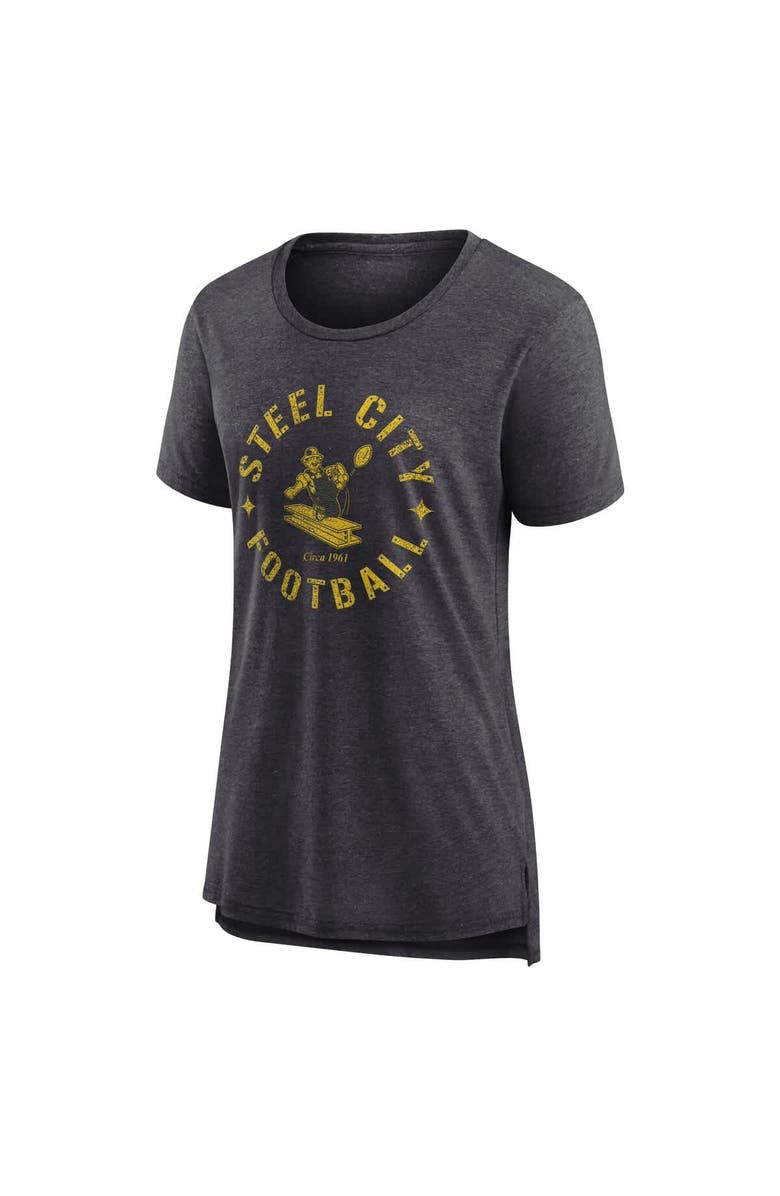 Nike Women's Nike Charcoal Pittsburgh Steelers Vintage Graphic Tri-Blend Scoop Neck T-Shirt, Alternate, color,