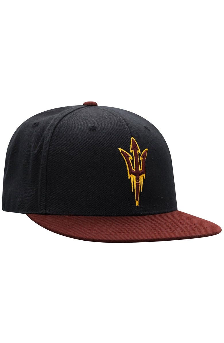 TOP OF THE WORLD Men's Top of the World Black/Maroon Arizona State Sun Devils Team Color Two-Tone Fitted Hat, Alternate, color, Black