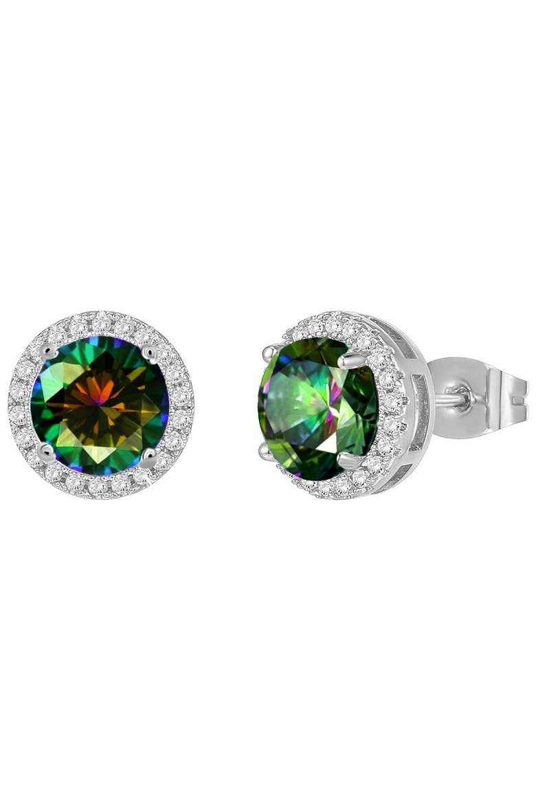 Sterling Silver Mystic Topaz Halo Earrings, Main, color, Mystic