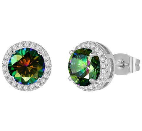 Sterling Silver Mystic Topaz Halo Earrings