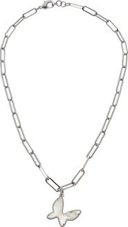 Juvell Mother of Pearl Butterfly Pendant Necklace