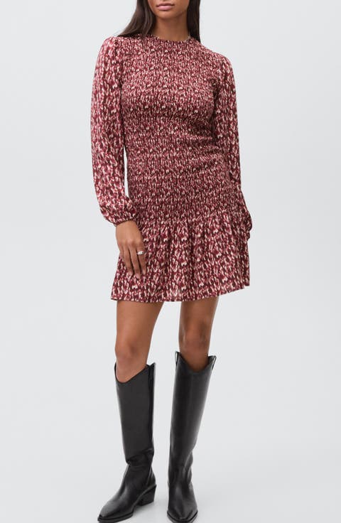 Smocked Long Sleeve Dress