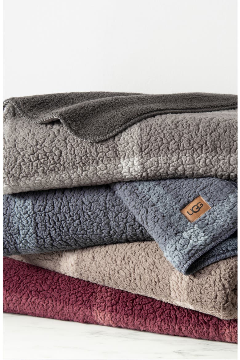 Alexa Plaid Reversible Fleece Throw Blanket, Alternate, color, CHARCOAL