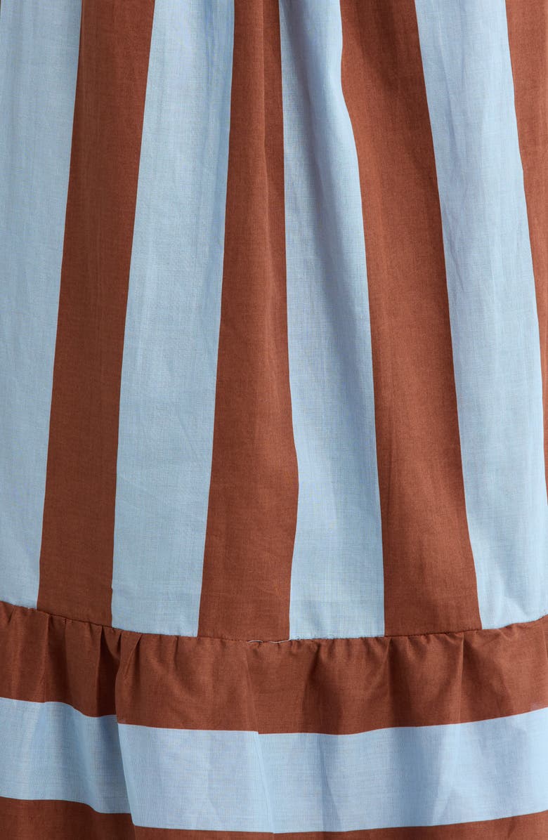 SUGARLIPS Evabella Xena Stripe Puff Sleeve Cotton Maxi Dress, Alternate, color, Brown-Blue